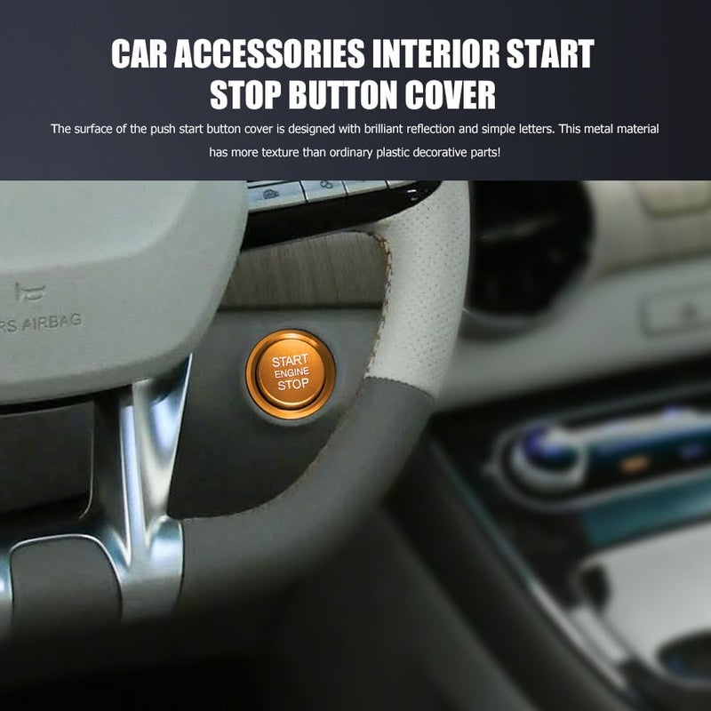 Lyxheth Car Push Start Button Cover, Engine Start Cover, Cool Aluminum Engines Starts Buttons Covers with Metal Ring for Cars Decorations, Car Engine Start Button Decal Accessory for Audi A4 (Gold) - Image 3